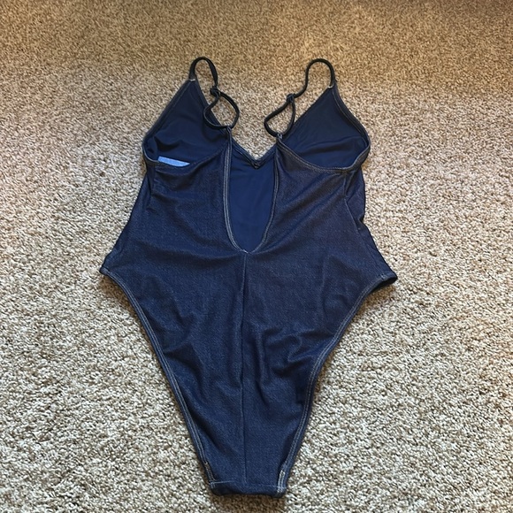 American Eagle Aerie Real Me Match made in Denim cheekiest one piece M - Picture 8 of 9